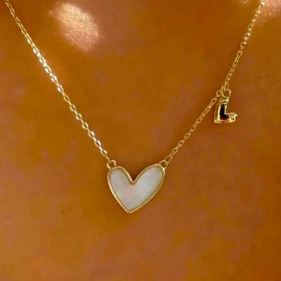 Ultra Dainty Delicate Valentine Enamel Hearts Necklace White & Gold - Picture 10 of 10